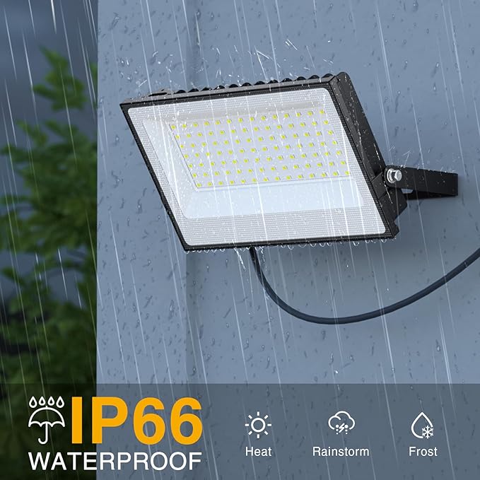 Onforu 120W Flood Lights Outdoor,12000lm Bright LED Work Light with Plug,Daylight White LED Flood Lighting, IP66 Waterproof Security Yard Lights for Yard Garage Stadium 2 Pack