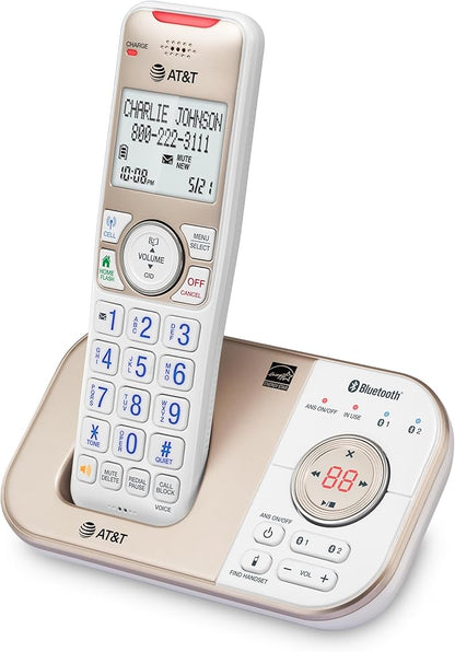 AT&T BL3112 Cordless Home Phone – 1 Handset, Bluetooth to Cell, Smart Robocall Blocker (1,000), Digital Answering, Expandable