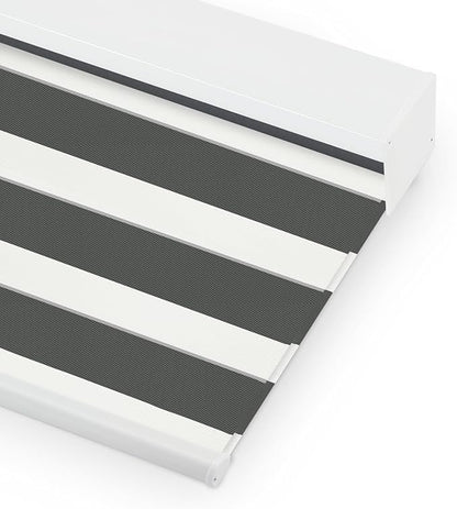 Bringnox Smart Motorized Zebra Roller Blinds - 60% Blackout, Remote Control, Works with HomeKit, Google Home & Alexa via Hub, Custom Size(60% Blackout Navy-33)