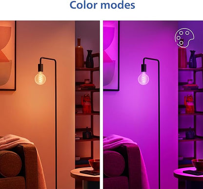 Philips Smart Vintage Amber G25 25W Color Filament LED Smart Bulb 4 Pack - E26 Indoor -Connect to Your Wi-Fi - Control with Voice or App - Powered by WiZ Connected