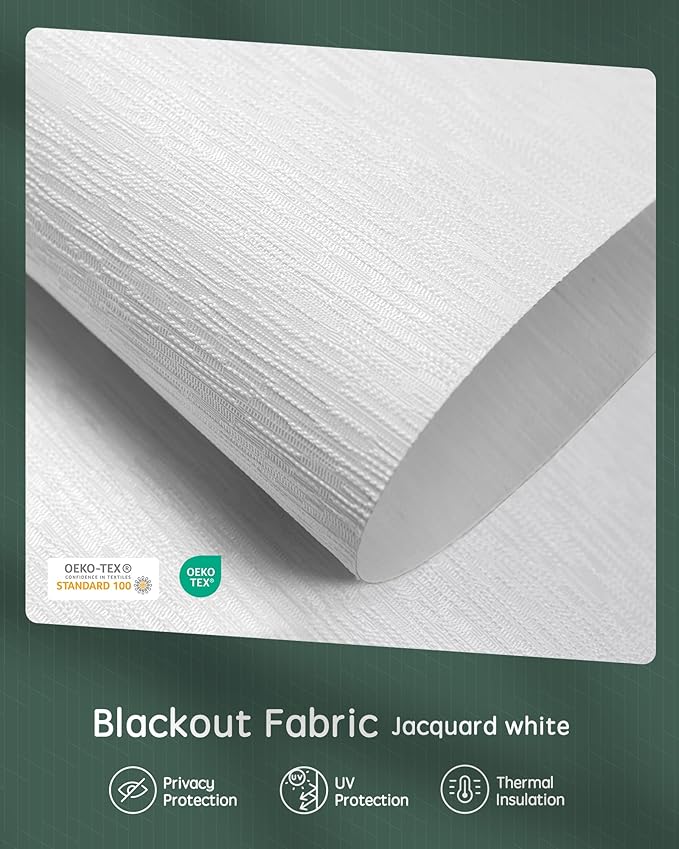 Yoolax Motorized Shades Dual Control, MotionFlex Motorized Roller Shades with App & Manual Control, Pull Down Automatic Shades for Indoor Windows, Custom Size(Blackout Jacquard White)