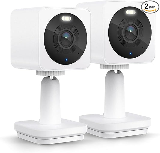 WYZE Cam OG Indoor/Outdoor 1080p Wi-Fi Smart Home Security Camera with Color Night Vision, Motion Detection, 2-Way Audio, Compatible with Alexa & Google, White (2-Pack), Free Expert Setup (Renewed)