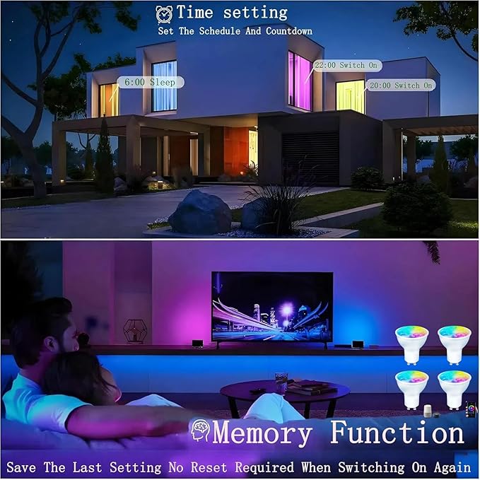 Smart Gu10 LED Bulbs Dimmable Color Changing,Gu10 RGB Bulb, WiFi & Bluetooth LED Bulb Work With Alexa Google, Adjustable 16 Million Color And Music Sync,For Living Roomn Bedroom Office Hotel Etc.2Pack