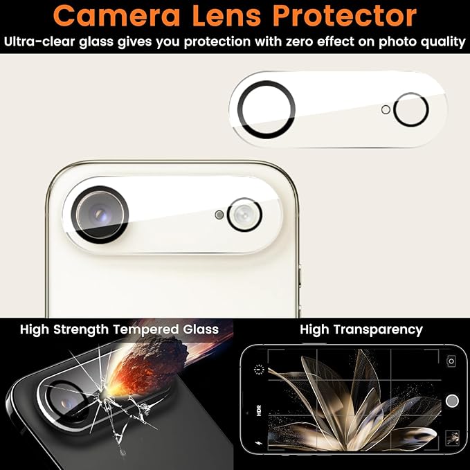 Lesakit 4 Pack Privacy Screen Protector for iPhone 17 Air 6.5-Inch with 4 Pack Camera Lens Protector, Anti Spy Tempered Glass Film 9H Hardness Bubble Free Case Friendly
