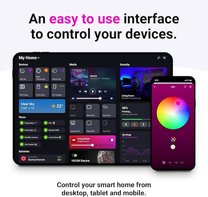 Homey Pro (Early 2023) | Smart Home Hub for Home Automation – Features Z-Wave Plus, Zigbee, Wi-Fi, BLE, Infrared, Matter & Thread. Compatible with Siri, Alexa & Google Home.