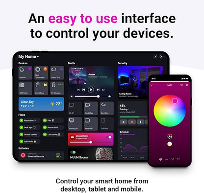 Homey Pro (Early 2023) | Smart Home Hub for Home Automation – Features Z-Wave Plus, Zigbee, Wi-Fi, BLE, Infrared, Matter & Thread. Compatible with Siri, Alexa & Google Home.