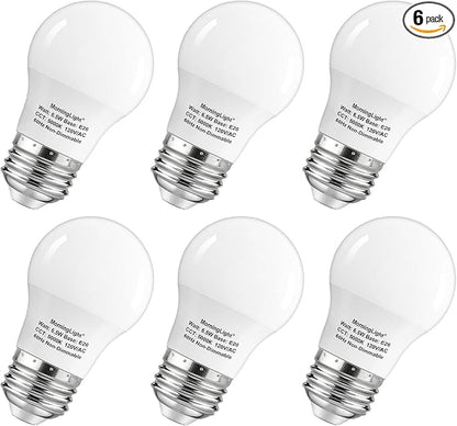 MorningLight 6 Pack A15 LED Bulbs 60W Equivalent, Non-Dimmable, Daylight 5000K, E26 Base, 6.5W 600 Lumens Bulb, A15 LED Light Bulbs for Ceiling Fan, Wall sconces, 25000+ Hours Lifespan