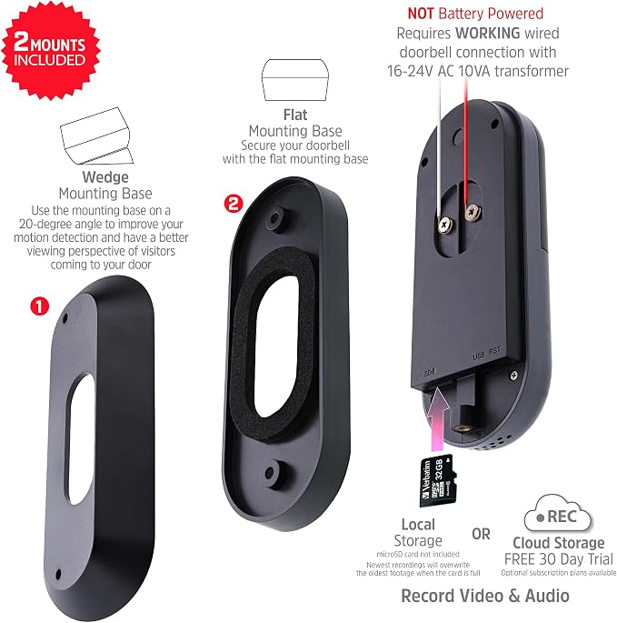 XTREME Energizer Connect 1080p Wired Video Doorbell, Home Security |Requires Existing Doorbell Wires, Not Battery Powered, 2-Way Audio, Cloud Storage, Remote Access, Night Vision, iOS/Android App