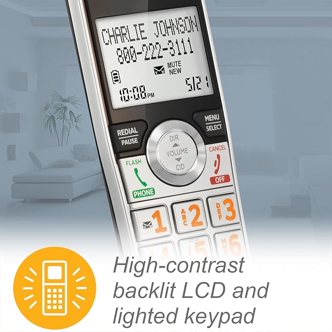 AT&T DECT 6.0 Expandable Cordless Phone with Answering System, Silver/Black with 3 Handsets