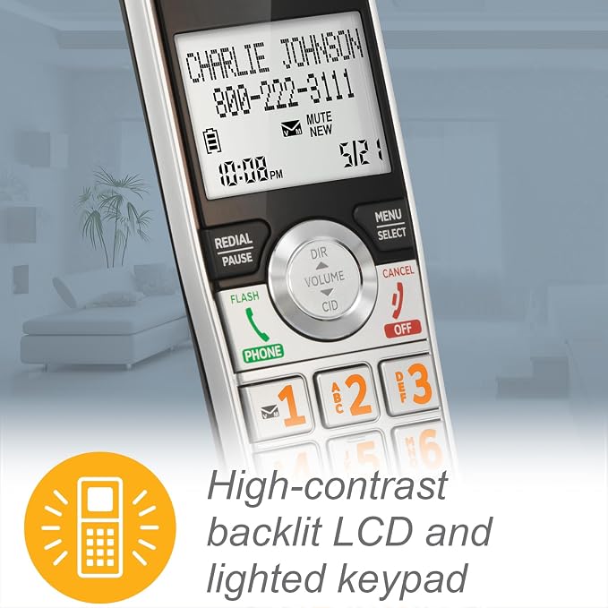 AT&T CL82407 DECT 6.0 4-Handset Cordless Phone with Smart Call Blocker, Answering Machine, Caller ID Announce, Long Range, Expandable, Silver/Black