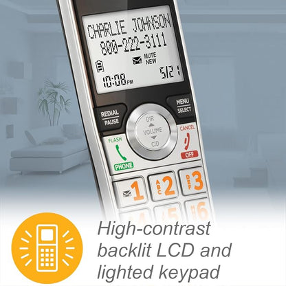 AT&T CL84307 Dect 6.0 Expandable Corded/Cordless Phone with Smart Call Blocker, Silver/Black with 3 Handsets (Pack of 2)