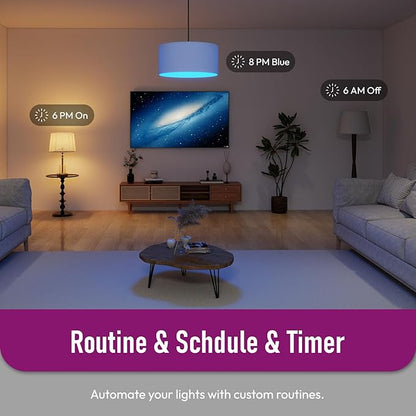 Alexa Light Bulbs 130W Equivalent, Smart Light Bulbs Directly Works with Alexa, RGBCW Color Changing light bulb, 90+CRI, A19 E26 Bluetooth Light Bulb, No WiFi Required, 12W 1300LM, 4 Pack