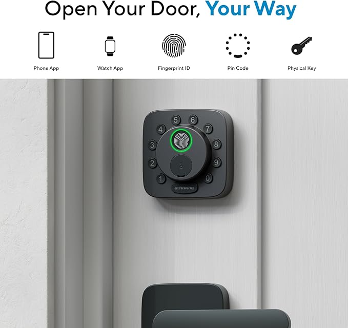 ULTRALOQ Bolt SE WiFi Smart Lock with Handle, Built-in Wi-Fi, Matter Over Thread, Works with Apple Home, Alexa, Google, Keyless Deadbolt with Fingerprint, App, Code, Remote Control, 18 Months Battery