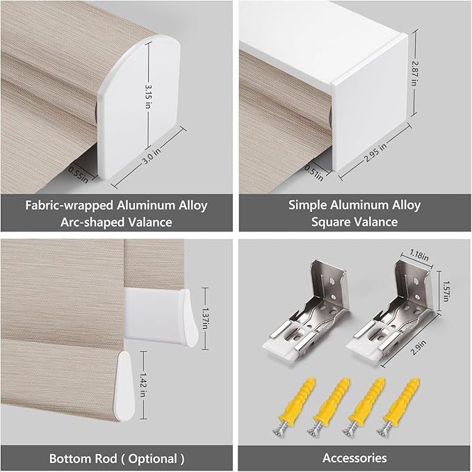 ZSTARR Motorized Roller Shades Blackout Smart Roller Blinds with Remote Control Rechargeable Blind Compatible with Alexa Automatic Window Shades for Home Custom Size (LF Khaki)