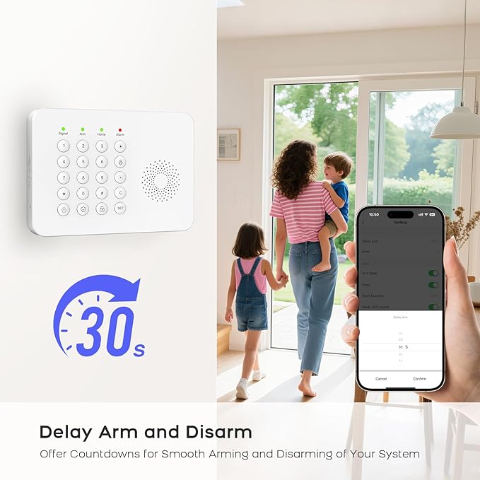 Home Security Syste,17-Piece WiFi+GSM/4G Security Systems for House,Smart Life/Tuya APP & Remote Control No Monthly Fees with Instant App Alerts,SOS Button,Compatible with Alexa,Apartment,Kids Safety