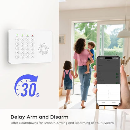 Home Security Syste,17-Piece WiFi+GSM/4G Security Systems for House,Smart Life/Tuya APP & Remote Control No Monthly Fees with Instant App Alerts,SOS Button,Compatible with Alexa,Apartment,Kids Safety