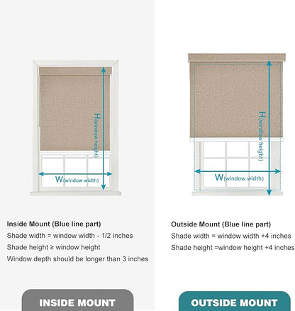 Changshade Custom Size Cordless Roller Shades with Valance, Blackout Roller Shades for Windows Roll-up Fabric Blinds with Thermal Insulated for French Door, Easy Installation Khaki Brown