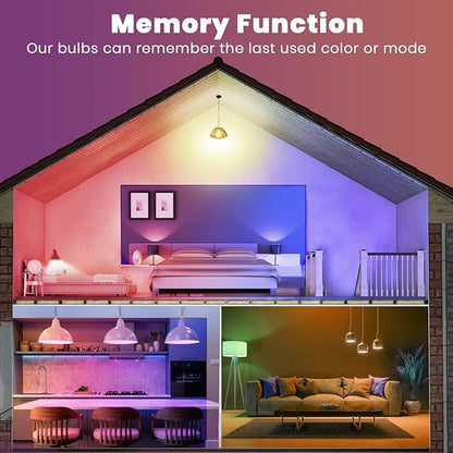 Color Changing Light Bulb with Remote,9W A19 E27 Warm White 2700k 500LM Dimmable LED Light Bulb,Memory Function,16 Color Multicolor RGB Flood Light for Bedroom Indoor Party(1Pack)