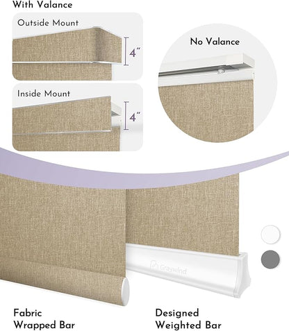 Graywind Rechargeable Smart Sliding Panels Compatible with Alexa Google Motorized Panel Track Blinds Remote Control for Patio Sliding Door Closet Door Width Up to 177" Custom Size (Coffee)