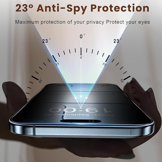 Fotbor Compatible for iPhone Air Privacy Screen Protector 6.5 Inch 2 Pack, [Face ID Support] True 23° Anti Spy Tempered Glass with [Auto Dust Installation], 12 FT Military-Grade Protection [Zero Bubble] 17 Air Case Friendly
