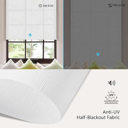 Aprilsmart Motorized Blinds with Remote,Light Filtering Motorized Roller Shades Work with Apple Homekit,Alexa,SmartThings,Google Home,Customize Blinds(Essential White-55)