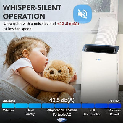 Whynter ARC-1230WN 14,000 BTU (12,000 BTU SACC) NEX Inverter Dual Hose Cooling Portable Air Conditioner, Dehumidifier, and Fan with Smart Wi-Fi, Up to 600 sq ft in White
