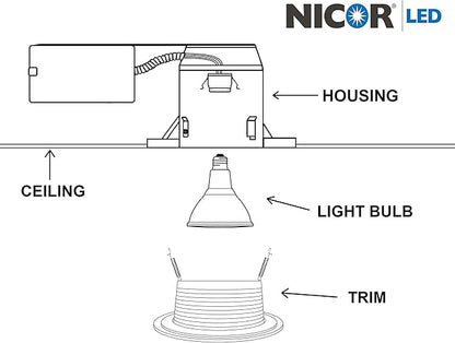 NICOR Lighting 6 inch White Recessed Baffle Trim, Fits 6 inch Housings (17510) (Pack of 2)