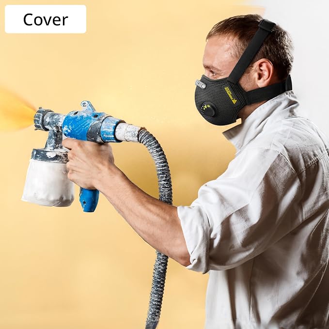 FIGHTECH Dust Mask 2 Sizes - Large, Woodworking Reusable Carbon Filter Mask | Reusable Face Mask with Air Valves for Construction and Moving Single Black Mask Helps Reduce Dust During Work