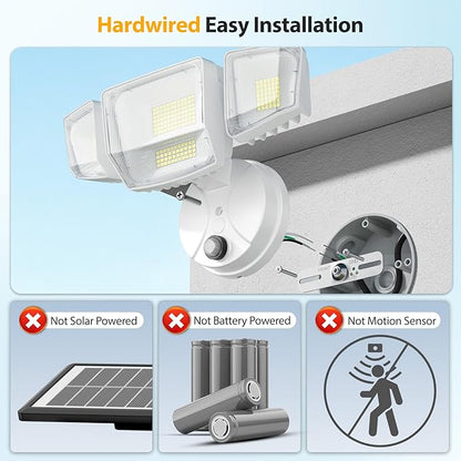 Onforu Dusk to Dawn Outdoor Lighting,90W 10000LM Flood Lights Outdoor,IP66 Waterproof White LED Security Light with Photocell,6500k Daylight 4 Heads Exterior Light Fixture for Yard,Patio,Garden