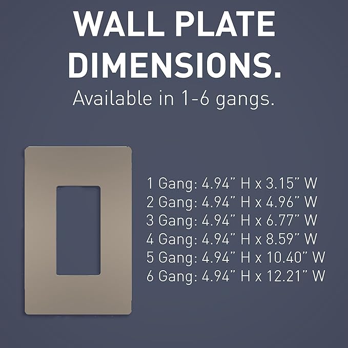Legrand - Pass & Seymour radiant RWP262NICC6 2-Gang Screwless Plastic Wall Plate, Decorative Outlet Cover, Brushed Nickel Finish, Two Gang