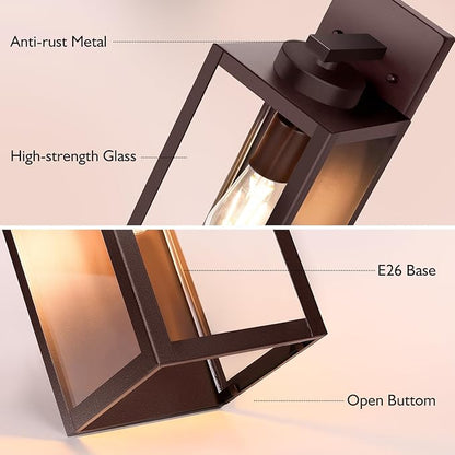 Large Size Outdoor Wall Light Fixture, Exterior Lighting Fixture Porch Sconce Wall Mounted, Waterproof Outdoor Wall Lantern Lamp, Outside Light for House Patio Front Door Entryway Garage, Brown