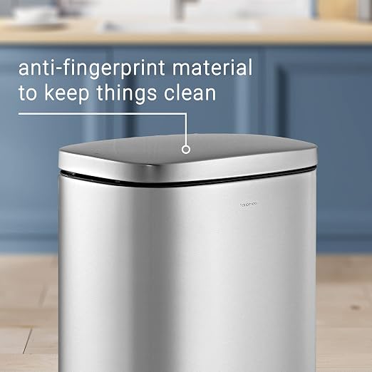 happimess Curtis 8 Gal Step Trash Can Soft Close 25", Platinum Silver