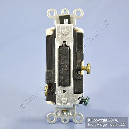 Leviton 20-Amp 120-Volt Decora Plus Rocker Lighted Handle, Illuminated Off Single-Pole AC Quiet Switch, 5631-2T, Light Almond