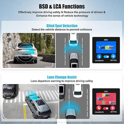 CAMECHO 4K Mirror Dash Cam with BSD, Smart Rear View Mirror Camera with WiFi, 9.66 inches Full Touch Screen, Dash Camera for Cars, GPS, HDR Night Vision, G-Sensor, Loop Recording