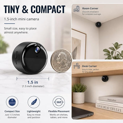 4K Mini Indoor Security Camera Wirless Nanny Cam with 60-Days Battery Life