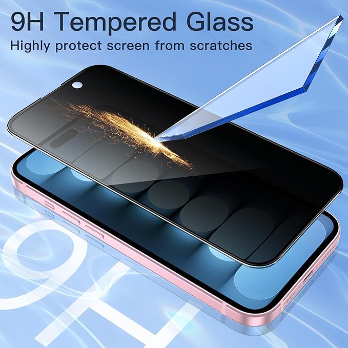 JETech Privacy Full Coverage Screen Protector for iPhone 15 6.1-Inch, Black Edge Anti-Spy Tempered Glass Film with Easy Installation Tool, Case-Friendly, 2-Pack