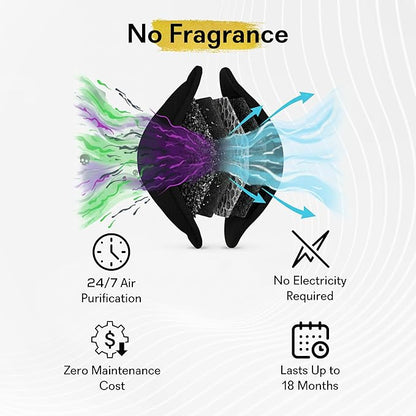 GOODAIR HEPA Car Air Purifier Bag & Pouch | 75g Activated Carbon Filter, Absorb Toxic Gases, 2.0 Premium Certified Air Purifier, Suitable for All Cars, 24/7 Air Purification - Super Black