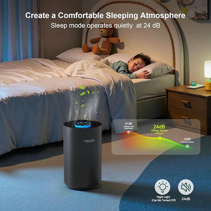 Air Purifiers for Bedroom Home up to 1350 ft² - Vniup H14 True HEPA Room Air Purifiers for Bedroom, with Fragrance Function Sleep Mode& Light Mode Air Cleaner for Pet Dander Odor Dust Smoke