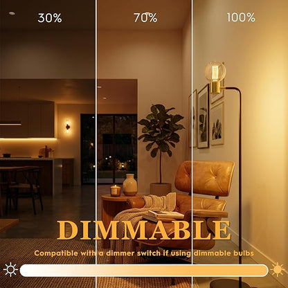 Globe Edison LED Light Bulb, Vintage Decorative Dimmable Bulb Round Glass Cover, 3.5W Low Lumen Eye-Caring Soft Dim Lighting for Mood(Not Daylight White), E26 Medium Base, Clear RN G95