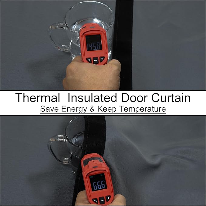 Magnetic Thermal Insulated Door Curtain,Thicker Layered Fabric&Full Strip Magnets,Temporary Doorway Cover Curtains, Self-Closing Privacy Magnetic Screen Door,Door Window Insulation kit for Winter