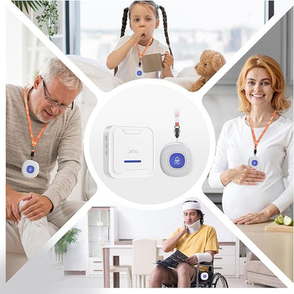 CallToU Wireless Caregiver Pager System, 500+ ft Range, Plug-in Receiver & Waterproof Call Button, Nurse Alert Emergency Call Button for Elderly, Home & Patient Care, Expandable Assist Call System