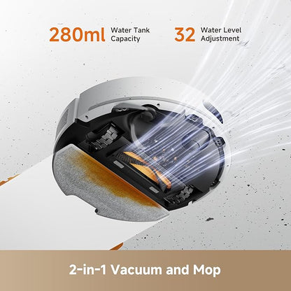 DREAME D20 Air Plus Robot Vac and Mop Combo with 20,000Pa Suction, Anti-Tangling Tech, Auto-Emptying Dock, Deep Carpet Cleaning and Smart Navigation White