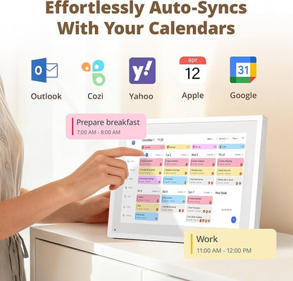 10.1" Digital Calendar Chore Chart – 1080P Full HD Interactive Touchscreen, Smart Family Planner, Hearth Display Digital Wall & Desk Mountable for Seamless Scheduling