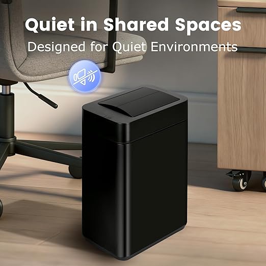 SYNCVIBE Sensor Trash Can with Butterfly Lid 2.6 Gallon Rectangular Automatic Garbage Can, Stainless Steel Trash Bin, Slim Waterproof Wastebaskets with Lid Soft Close for Under Counter, Black