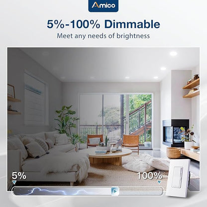 Amico Recessed Lighting 4 Inch, 48 Pack 5CCT Flat LED Can Lights, 2700K/3000K/4000K/5000K/6000K Selectable, 7W Eqv 120W, 700LM Brightness, Retrofit Installation - ETL & FCC