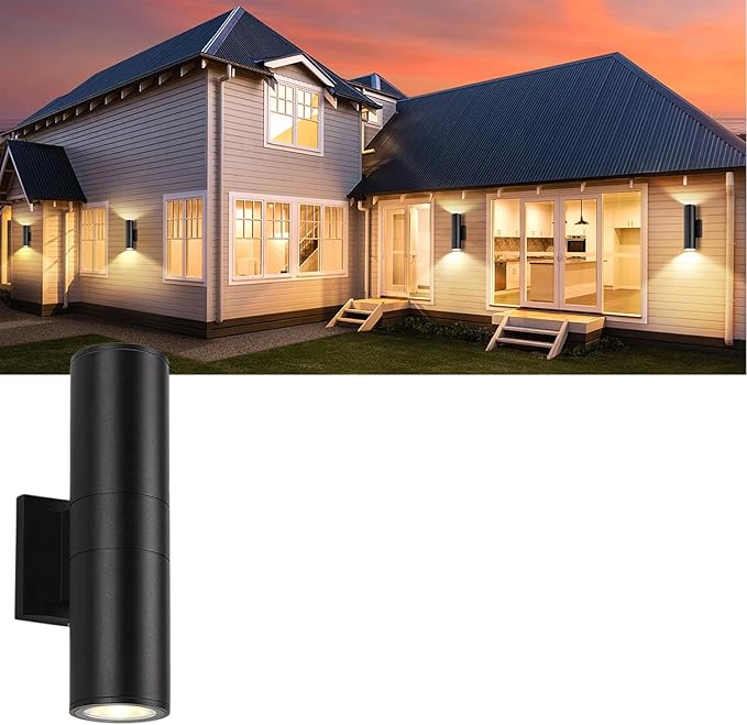 1Pack 14inch Outdoor Wall Light Fixtures, 14W Exterior Waterproof Modern Matte Black Wall Lamps with Cylindrical Aluminum Body,Porch Light for Front Door Patio Garden