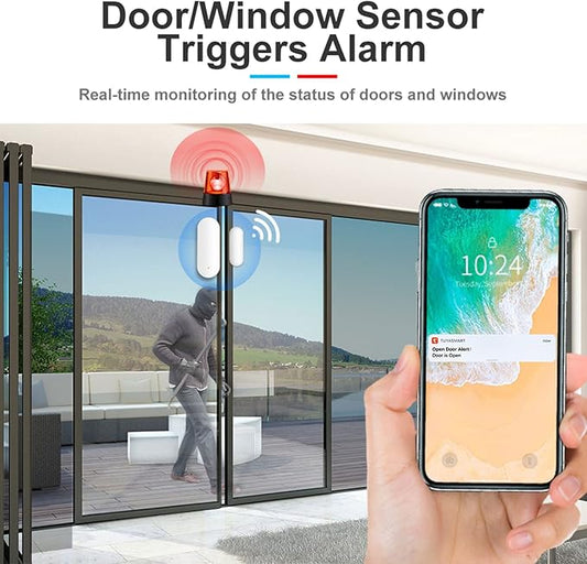 WiFi Door/Window Sensor: Smart Contact Sensor with App Alerts, Door/Window Open Detector Compatible with Alexa/Google Assistant, Entry Detector for Home Security & Automation (3Pack)