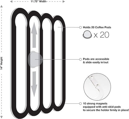 Demi's Home Magnetic Coffee Pod Holder for Nespresso Vertuo Capsules - Suitable to be Mounted on the Fridge (Transparent)