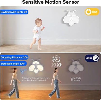 Motion Sensor Stair Lights Indoor - Rechargeable Dimmable RGBW & Warm White Night Light, Magnetic Mount Motion Activated Battery Lamp for Step Hallway Bathroom Cabinet Closet(Yellow, 1 Pack)