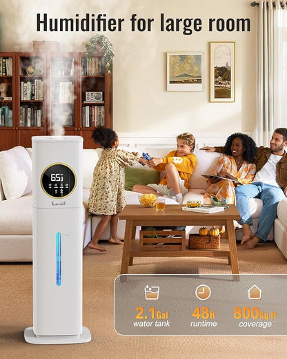 LACIDOLL 8L Humidifier for Bedroom with Night Light Diffuser, White